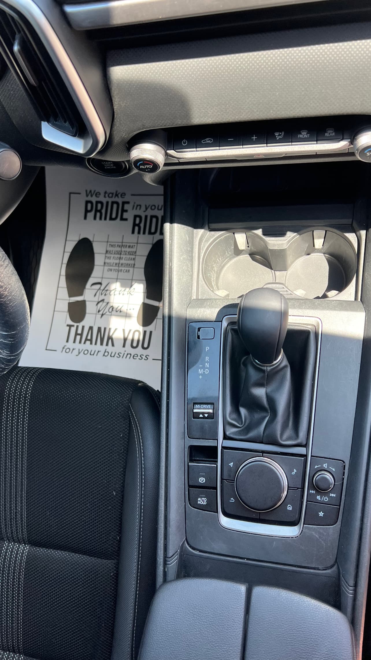 After detailing - pristine car interior console cleaned by Bousquet's Auto Spa