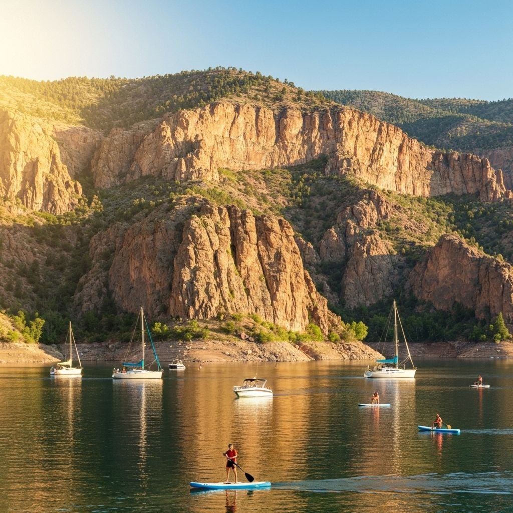 Boats on Horsetooth Reservoir in Fort Collins, Colorado
