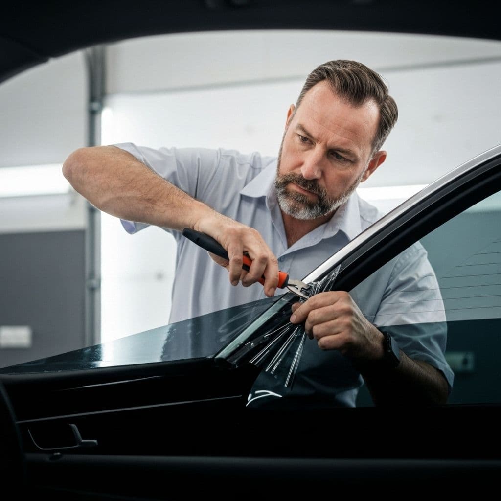 Professional window tinting installation process